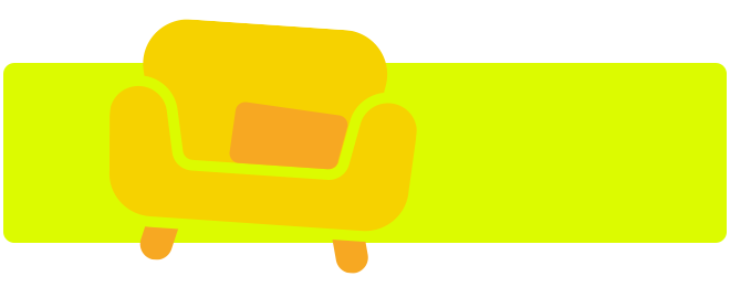 Icon bestehend aus gelbem Zweisitzer vor abgesetztem Hintergrund.