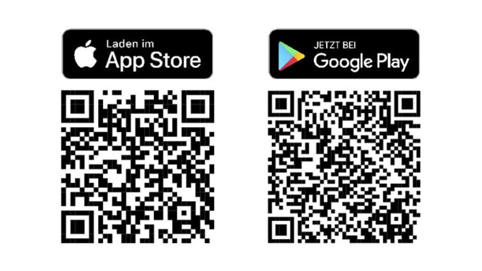 QR-Codes für den Download der Kundenportal App Meine ÖSA im App Store und bei Google Play.